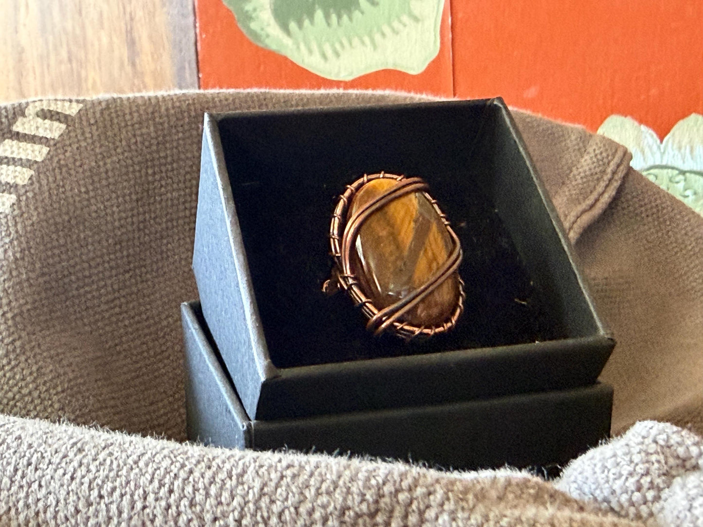 Ethically sourced tigers eye ring. Unique gift for him or her. ehical jewellery, large handmade ring, boho ring. Eco friendly jewellery.