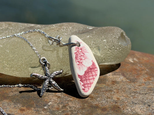 Eco friendly sea ceramic necklace on a sterling silver chain. Eco friendly jewellery, ethical jewellery. Eco friendly necklace.