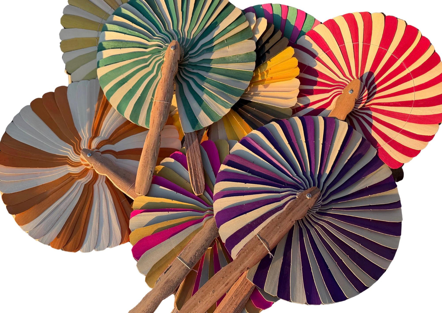Absolutely beautiful eco friendly handheld bamboo fans. A wide range of colours. Large handmade fans. Eco gifts. Red, orange, green, purple.
