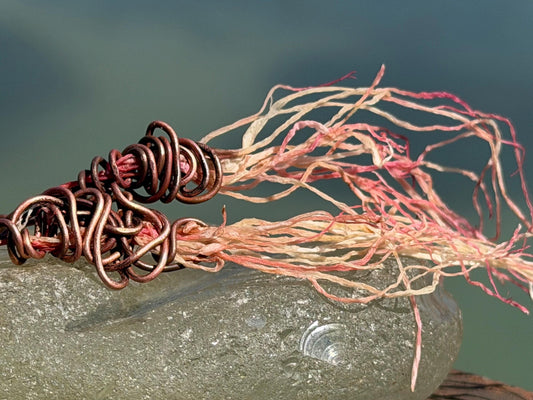Seaweed earrings wrapped in recycled copper stripped from waste cables. Eco friendly gift for ocean lover. Very unusual and unique,