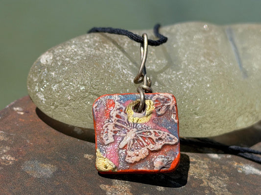 Unique Handmade pink and gold Butterfly Necklace - Boho Ethical Jewelry. Unique gift for her