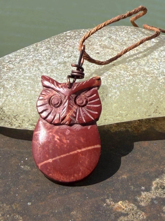 Handmade owl necklace. Sea glass necklace, orange necklace, unique necklace, owl necklaces, owl decoration, unique jewellery, owl gifts