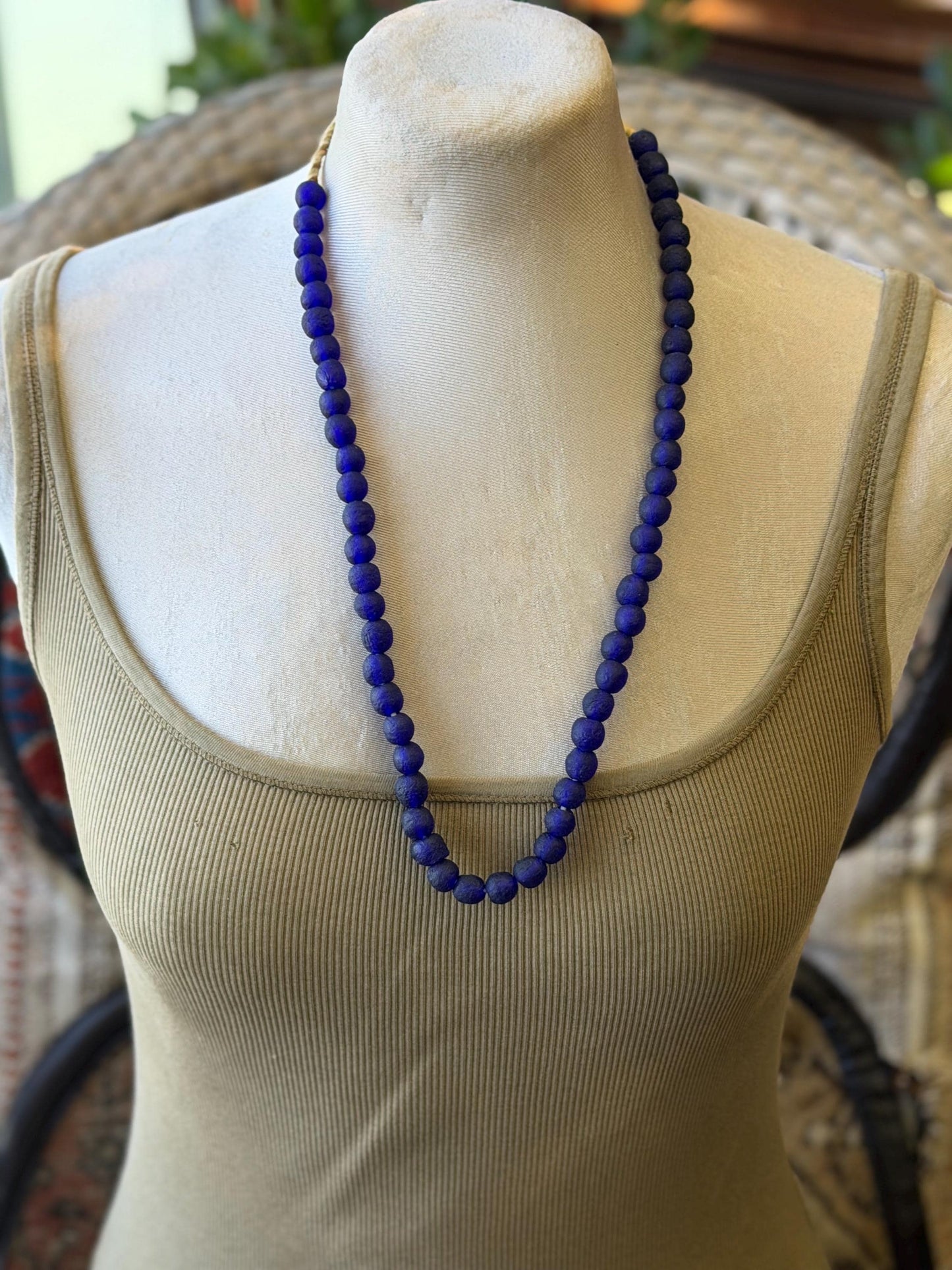 Fabulous bright blue handmade bead necklace. Eco friendly jewellery. Ethical and sustainable gift. Large statement necklace. Big necklace.