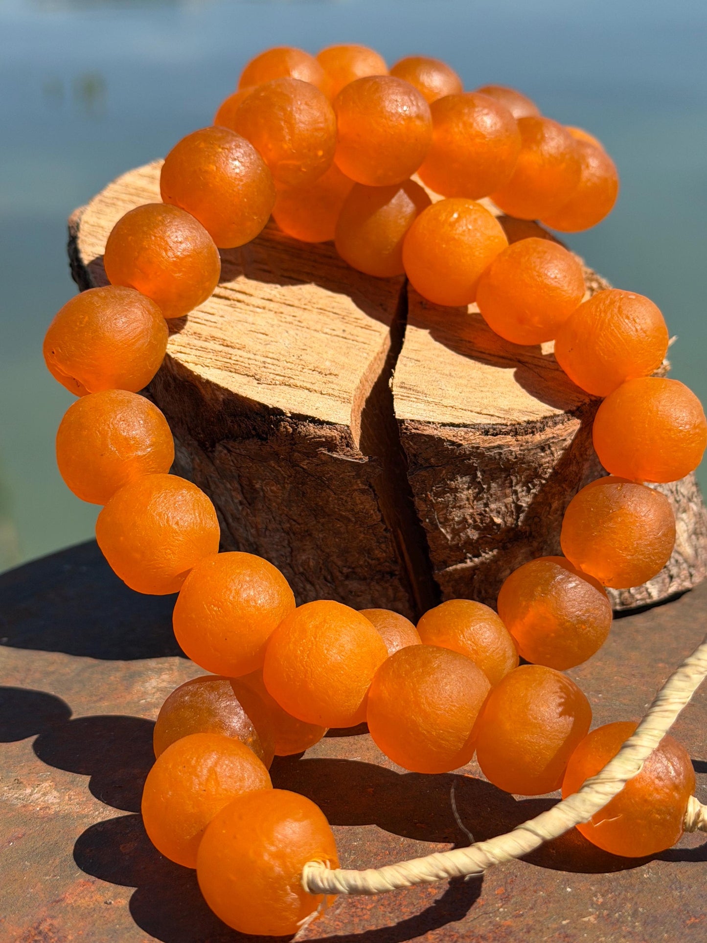 Fabulous bright orange glass necklaces. Recycled necklace, handmade necklace. Eco friendly jewellery. Ethical and sustainable gift. Large!