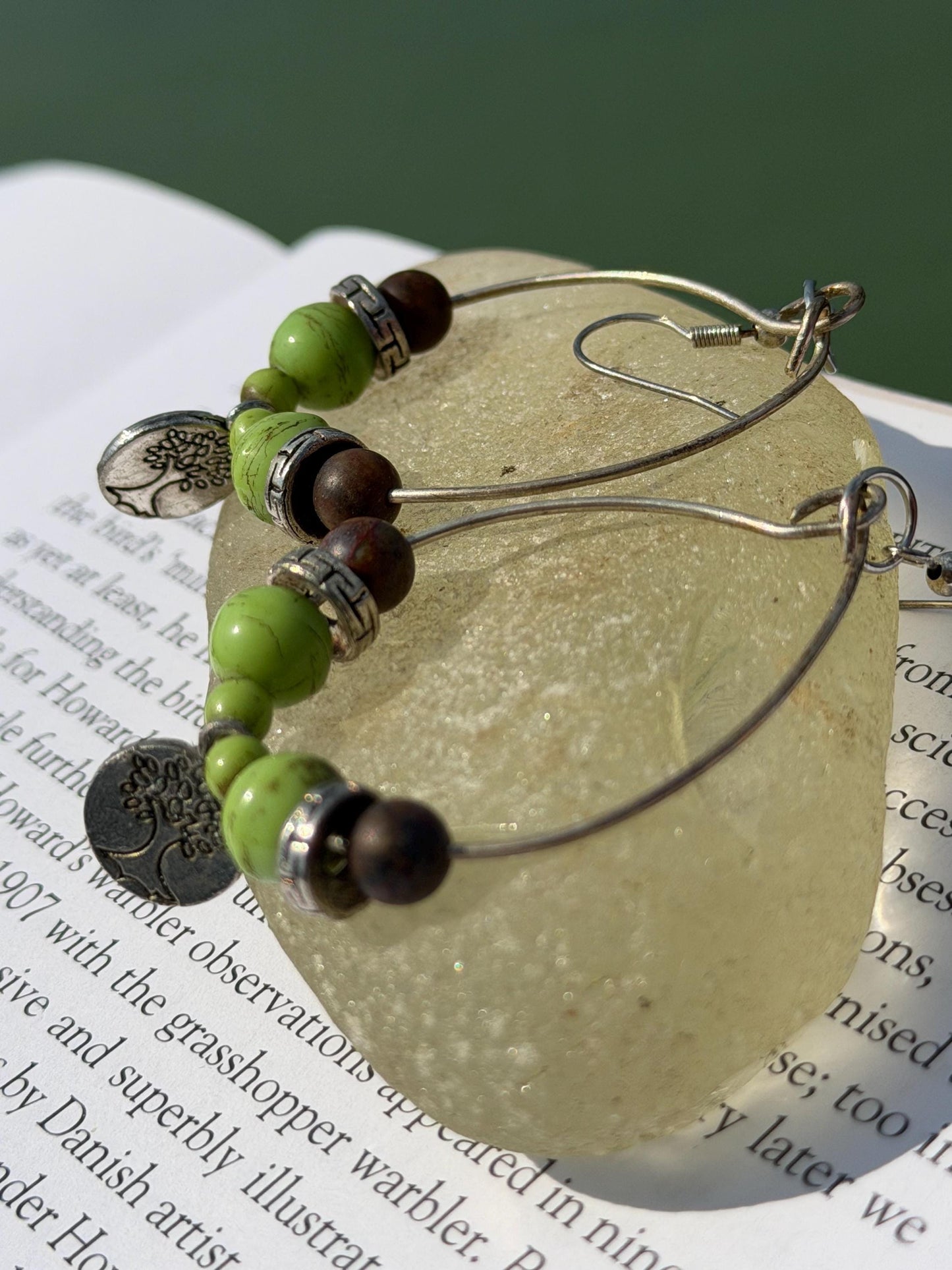 Handmade earrings, silver tree of life earrings. ethical jewellery, unique earrings, hippy handmade jewellery, eco friendly jewellery.