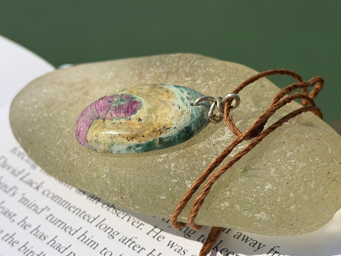 Ruby Fushsite necklace. Handmade necklace, gift for her, gift for him, unusual necklace, unique jewellery, ethical gift, ethical jewellery