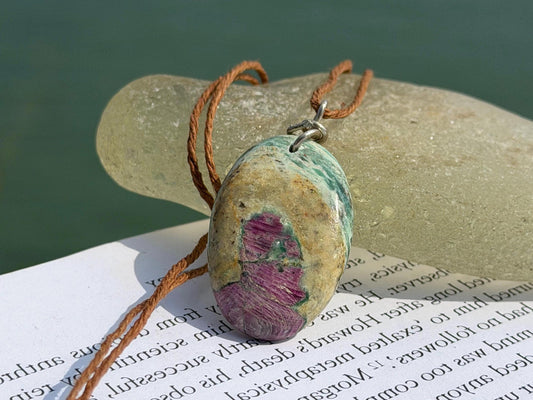 Ruby Fushsite necklace. Handmade necklace, gift for her, gift for him, unusual necklace, unique jewellery, ethical gift, ethical jewellery