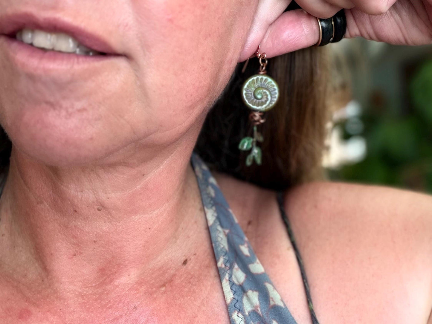 Tree of life earrings. Handmade patina earrings. Rustic earrings, unusual earrings, unusual earrings green earrings. Eco friendly jewellery.