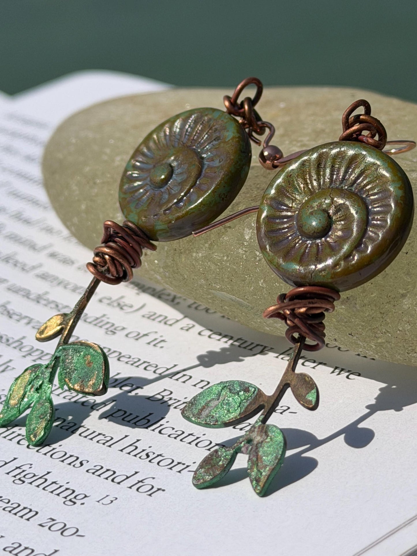 Tree of life earrings. Handmade patina earrings. Rustic earrings, unusual earrings, unusual earrings green earrings. Eco friendly jewellery.