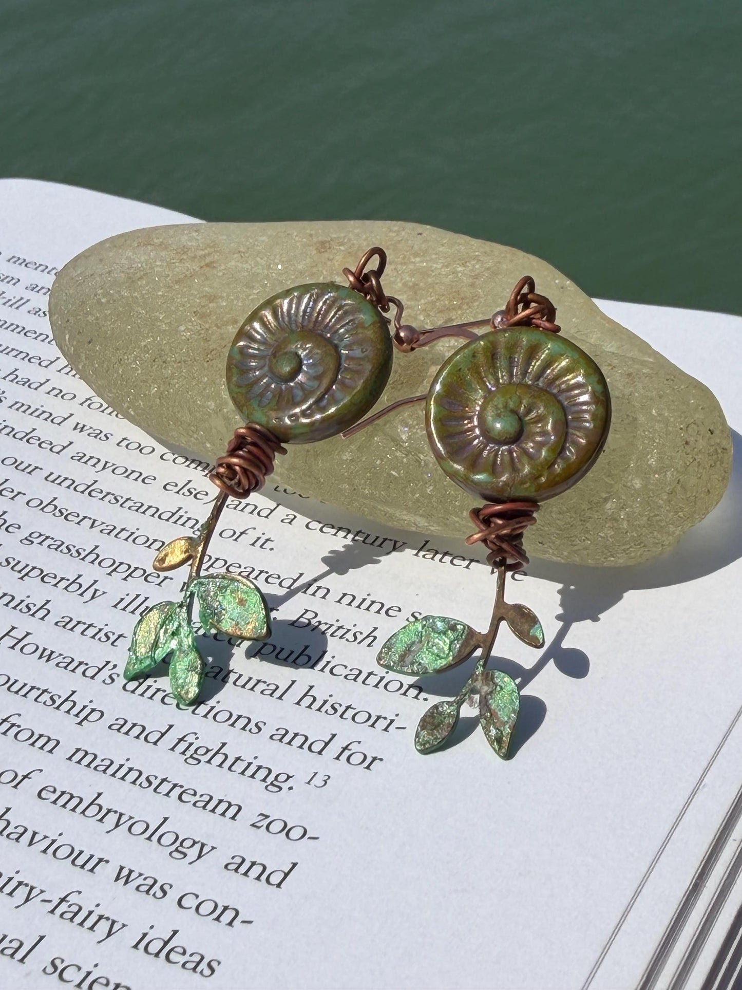 Tree of life earrings. Handmade patina earrings. Rustic earrings, unusual earrings, unusual earrings green earrings. Eco friendly jewellery.