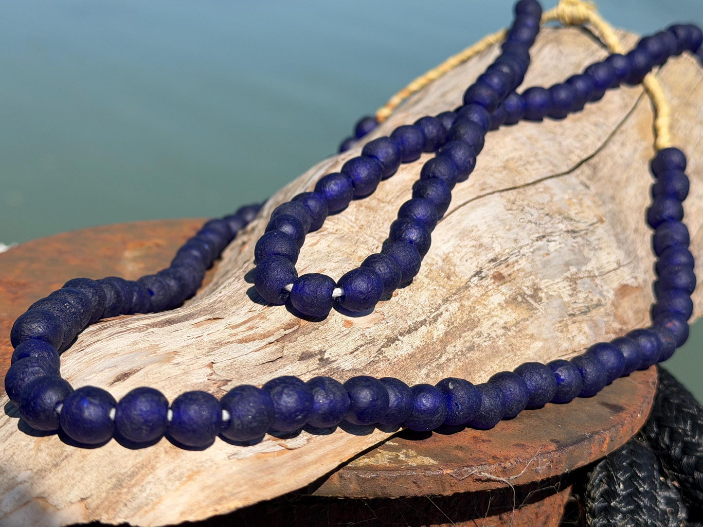 Fabulous bright blue handmade bead necklace. Eco friendly jewellery. Ethical and sustainable gift. Large statement necklace. Big necklace.