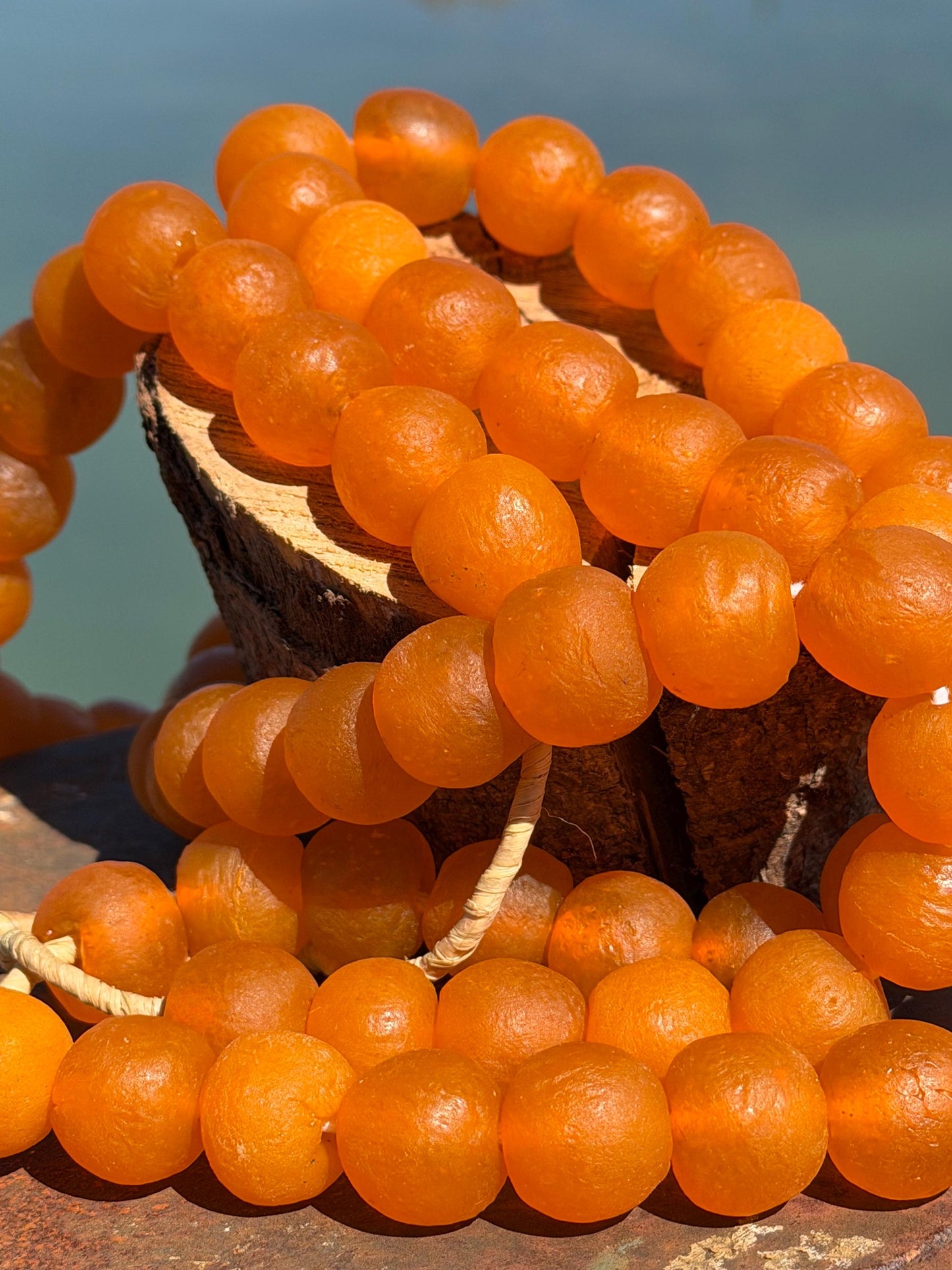Fabulous bright orange glass necklaces. Recycled necklace, handmade necklace. Eco friendly jewellery. Ethical and sustainable gift. Large!