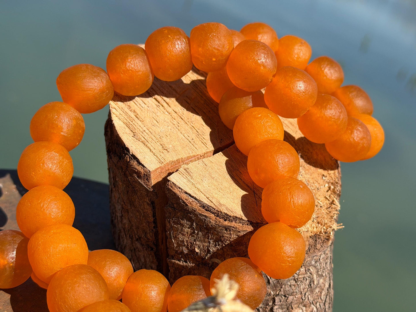 Fabulous bright orange glass necklaces. Recycled necklace, handmade necklace. Eco friendly jewellery. Ethical and sustainable gift. Large!