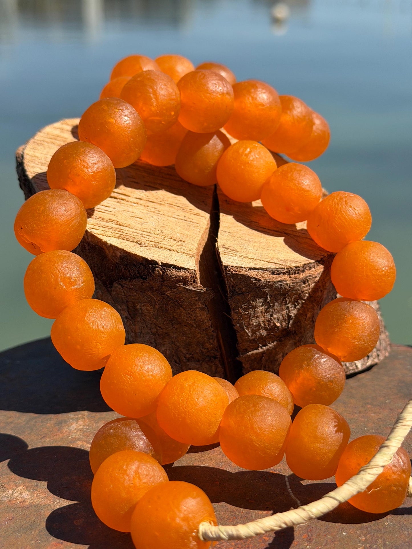 Fabulous bright orange glass necklaces. Recycled necklace, handmade necklace. Eco friendly jewellery. Ethical and sustainable gift. Large!