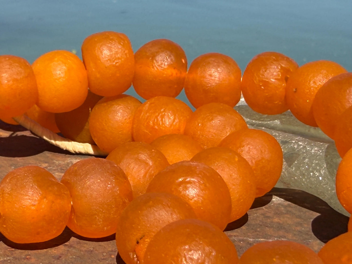 Fabulous bright orange glass necklaces. Recycled necklace, handmade necklace. Eco friendly jewellery. Ethical and sustainable gift. Large!