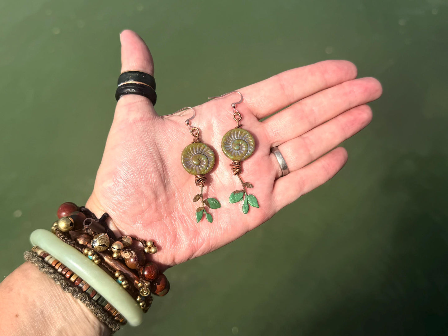 Tree of life earrings. Handmade patina earrings. Rustic earrings, unusual earrings, unusual earrings green earrings. Eco friendly jewellery.