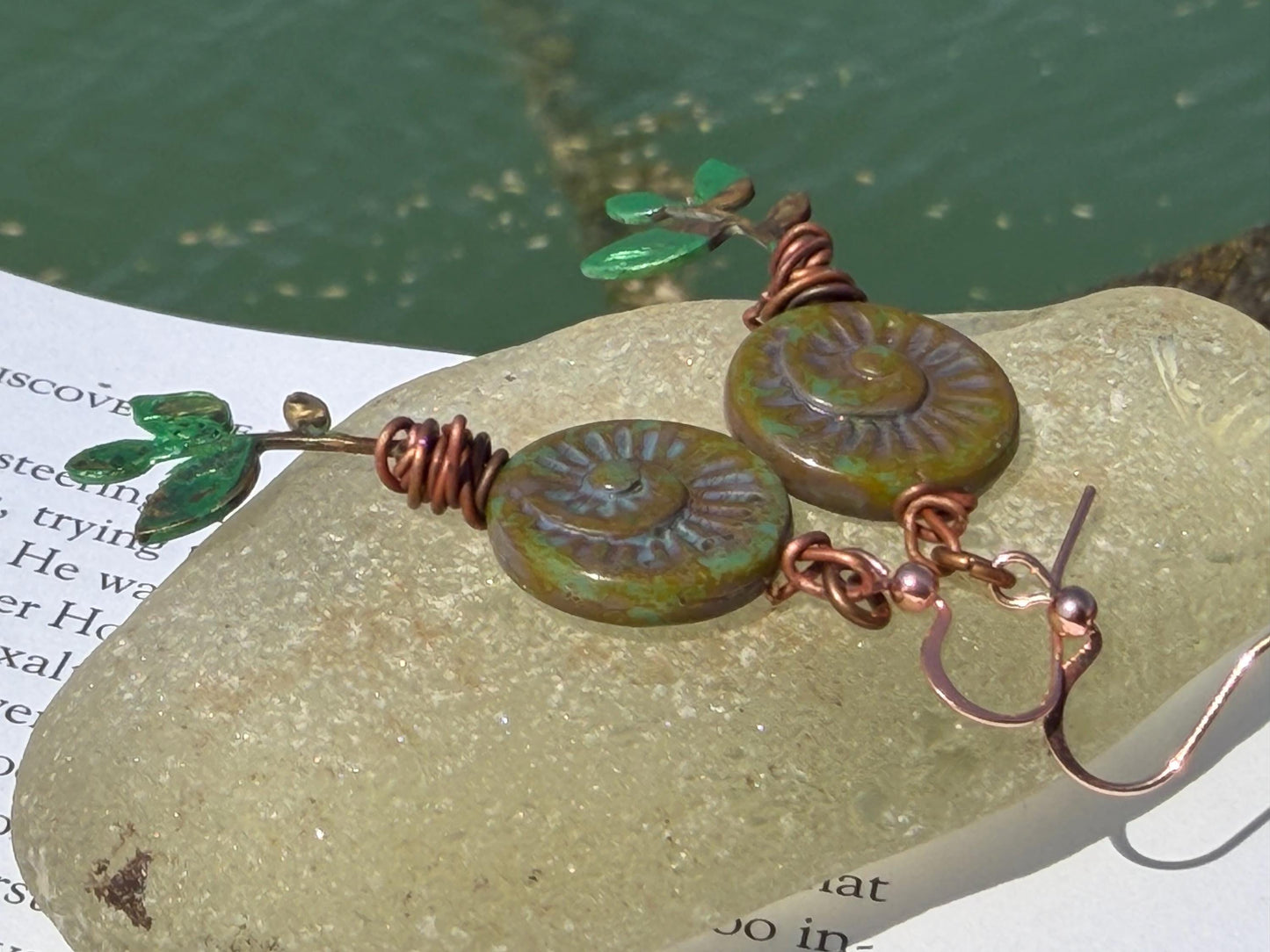Tree of life earrings. Handmade patina earrings. Rustic earrings, unusual earrings, unusual earrings green earrings. Eco friendly jewellery.
