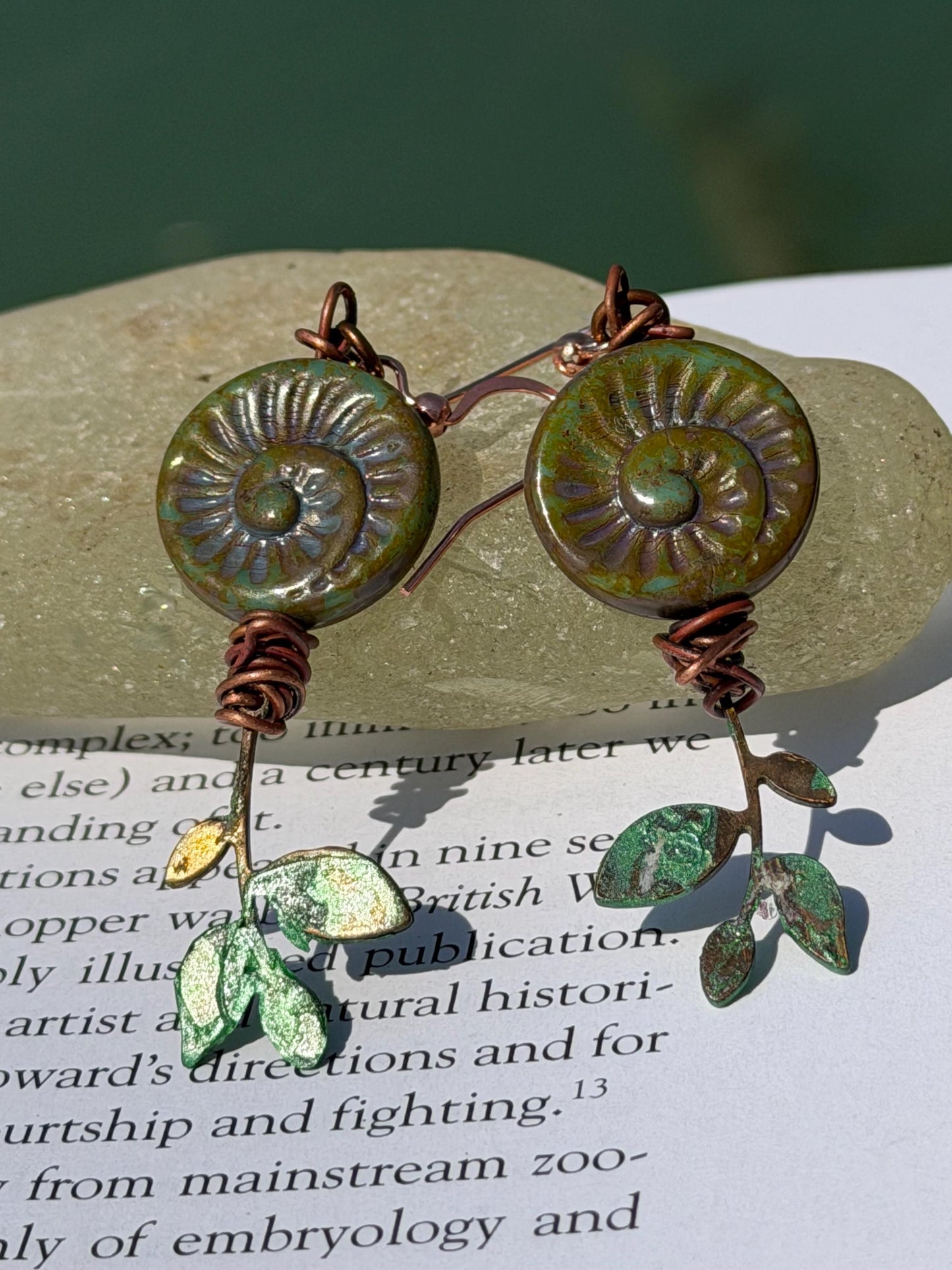 Tree of life earrings. Handmade patina earrings. Rustic earrings, unusual earrings, unusual earrings green earrings. Eco friendly jewellery.