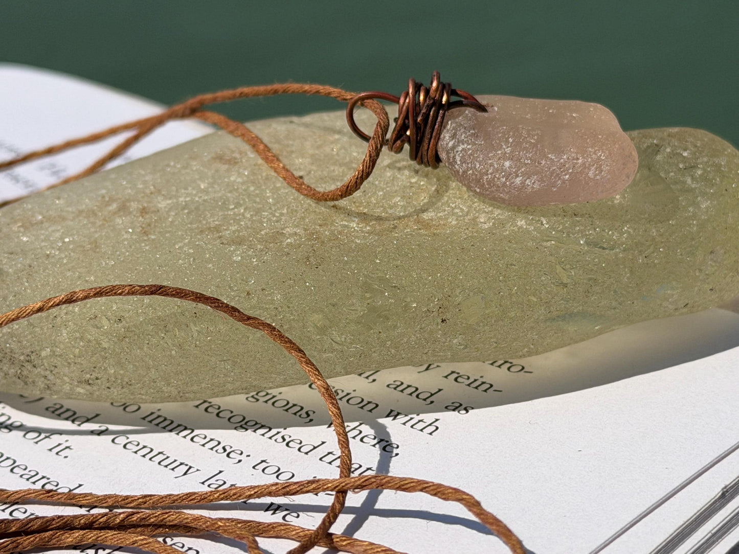 Rustic pink sea glass necklaces. Recycled gift, boho necklaces, unusual gift for him, gift for her, hippy necklace, eco friendly necklaces
