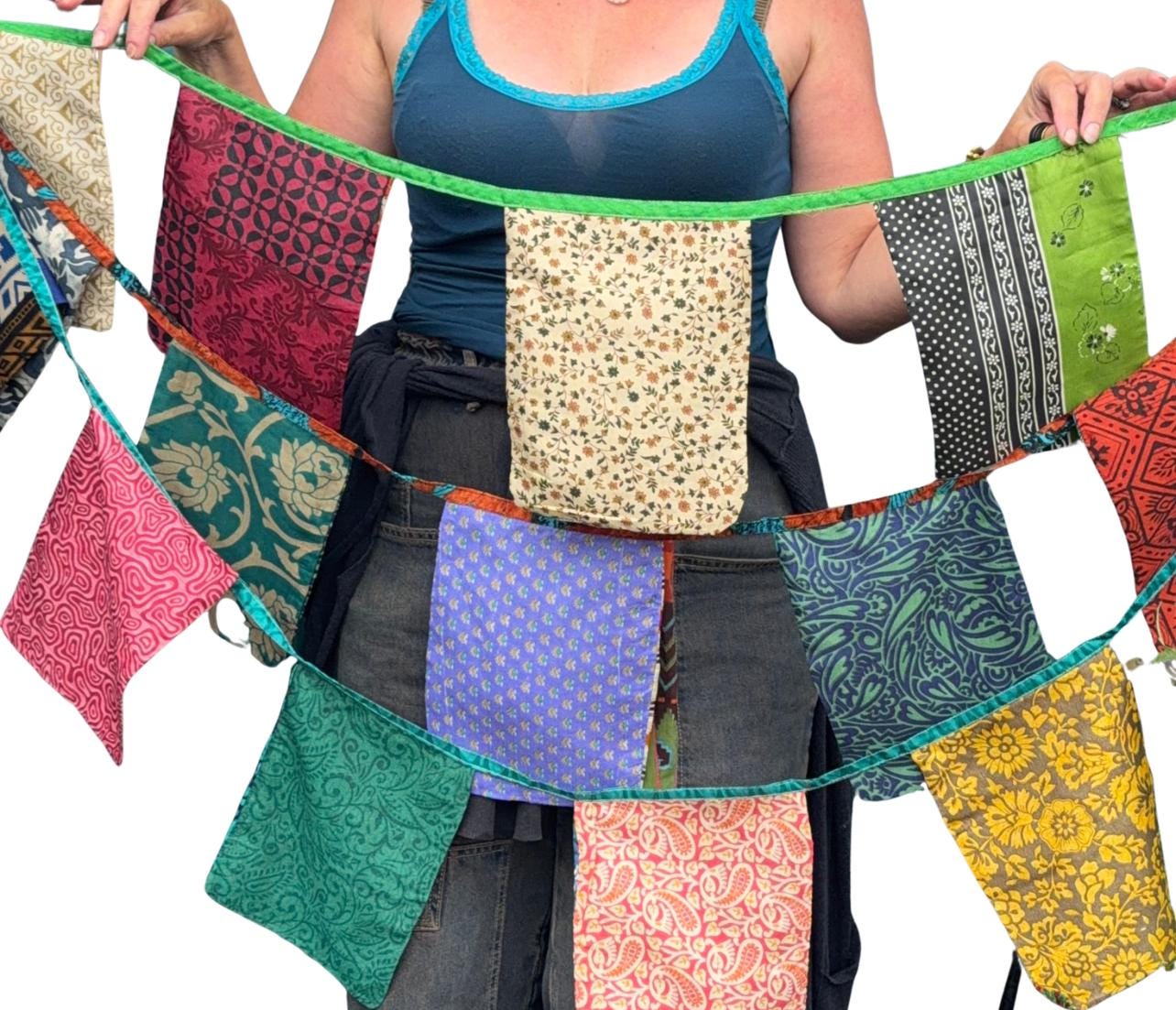 Eco friendly LARGE rectangular bunting flags. Recycled square flags. Perfect for parties, weddings, festivals or home decor. Bold party decs