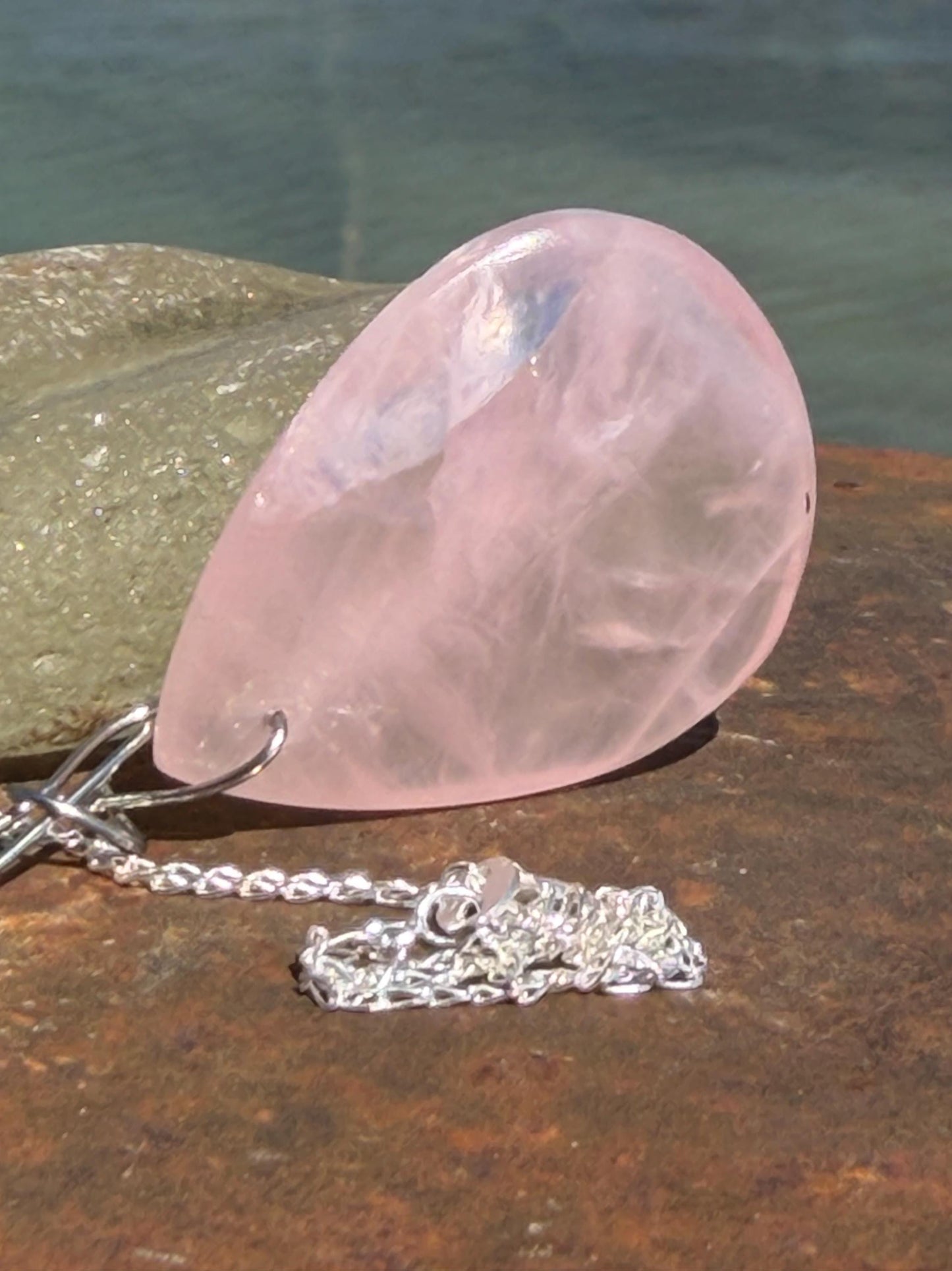Ethically sourced rose quartz necklace, pink jewellery, romantic gift for her, unusual necklace, ethical jewellery, handmade necklace