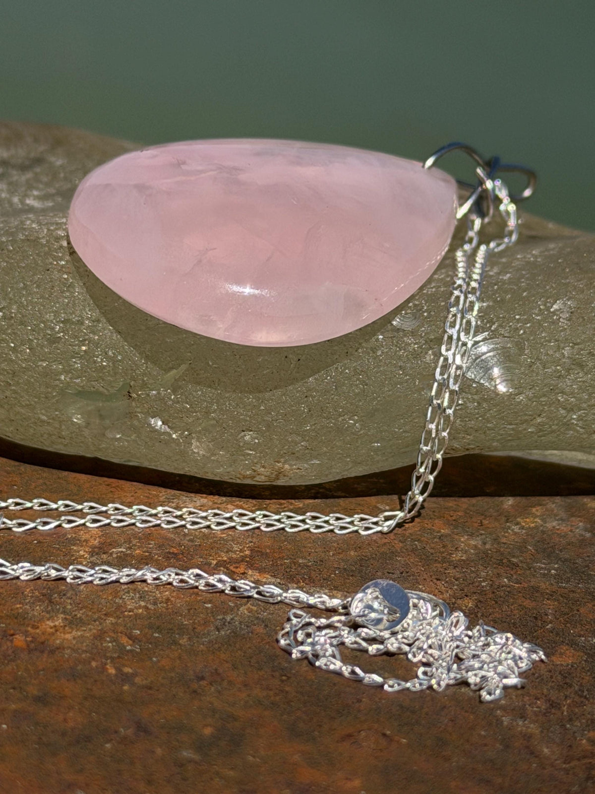 Ethically sourced rose quartz necklace, pink jewellery, romantic gift for her, unusual necklace, ethical jewellery, handmade necklace