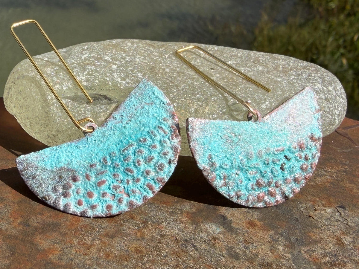 Handmade funky earrings. Large blue earrings, unusual earrings, unusual gift for her, statement earrings, unique blue jewellery