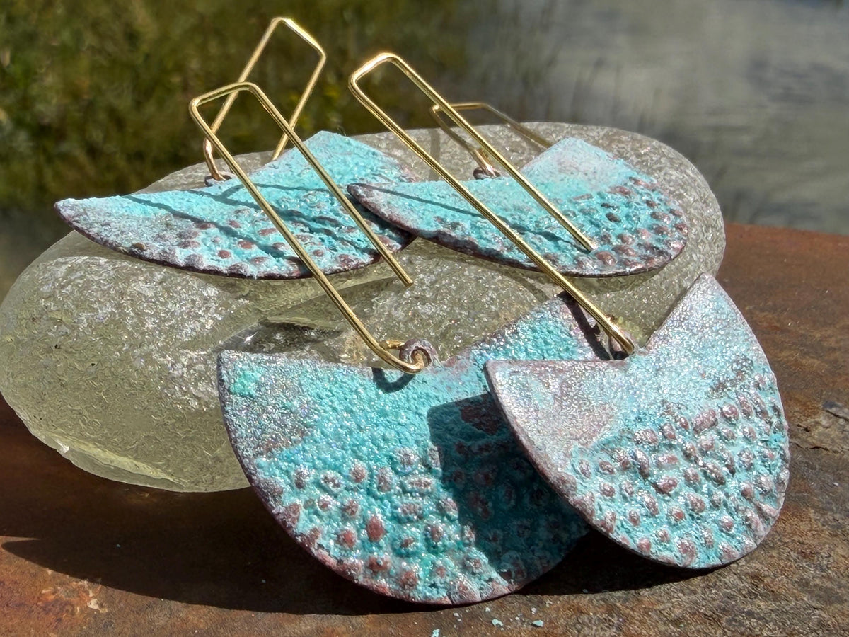 Handmade funky earrings. Large blue earrings, unusual earrings, unusual gift for her, statement earrings, unique blue jewellery