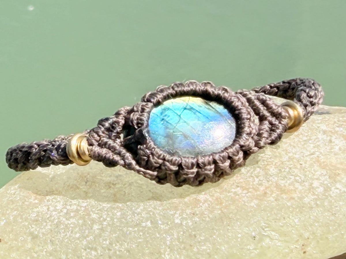 Stunning macrame wrapped peacock labradorite bracelet, ethical jewellery, unusual jewellery, macrame jewellery.  gemstone macrame bracelet.