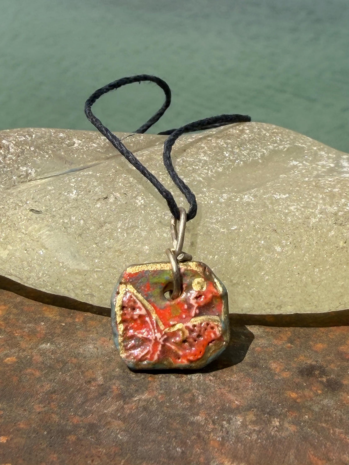 Unique Handmade pink and gold Butterfly Necklace - Boho Ethical Jewelry. Unique gift for her