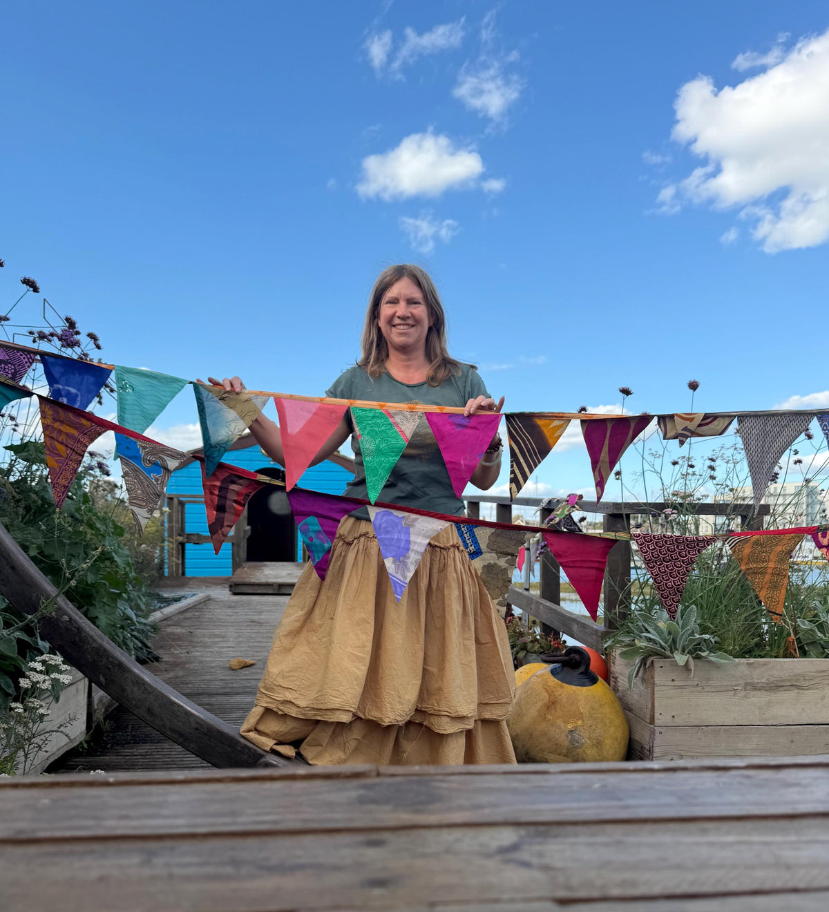 LONG MULTI-COLOURED bunting. Party decs, wedding bunting, recycled sari bunting.  Double length silk sari bunting. Eco friendly and handmade