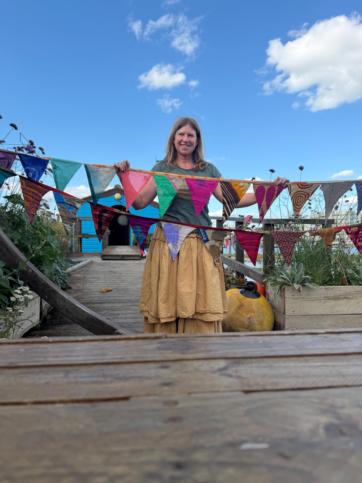 LONG MULTI-COLOURED bunting. Party decs, wedding bunting, recycled sari bunting.  Double length silk sari bunting. Eco friendly and handmade