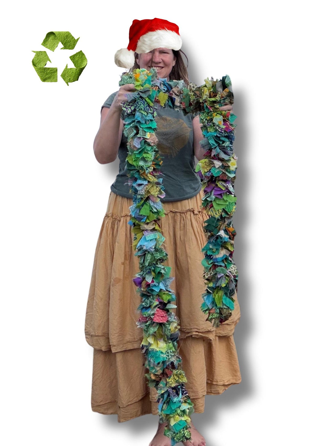 Eco friendly green tinsel! Ethical, sustainable and planet friendly. Handmade ethical Christmas decor. Green eco tinsel. Festive garland
