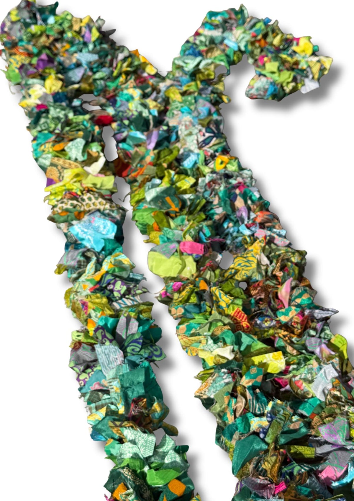 Eco friendly green tinsel! Ethical, sustainable and planet friendly. Handmade ethical Christmas decor. Green eco tinsel. Festive garland