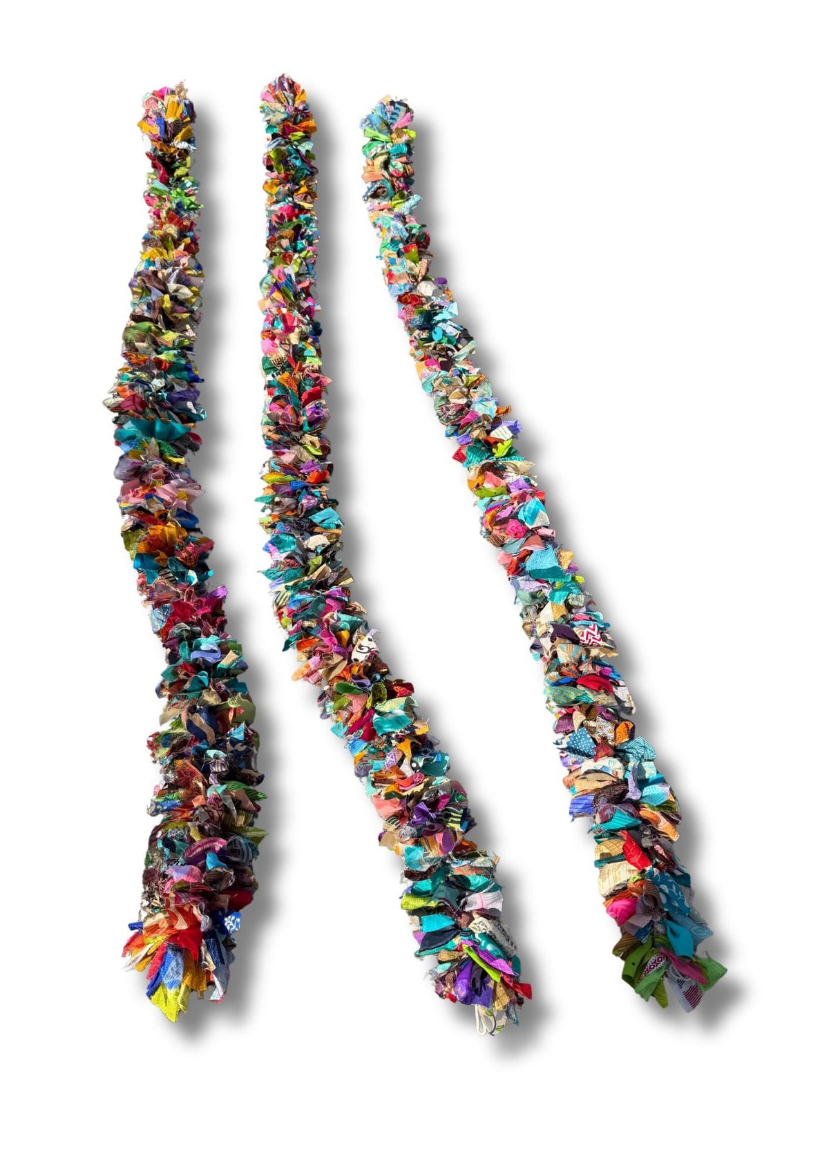 Eco friendly colourful tinsel! Ethical, sustainable and planet friendly. Handmade ethical Christmas decor. Long eco tinsel. Festive garland