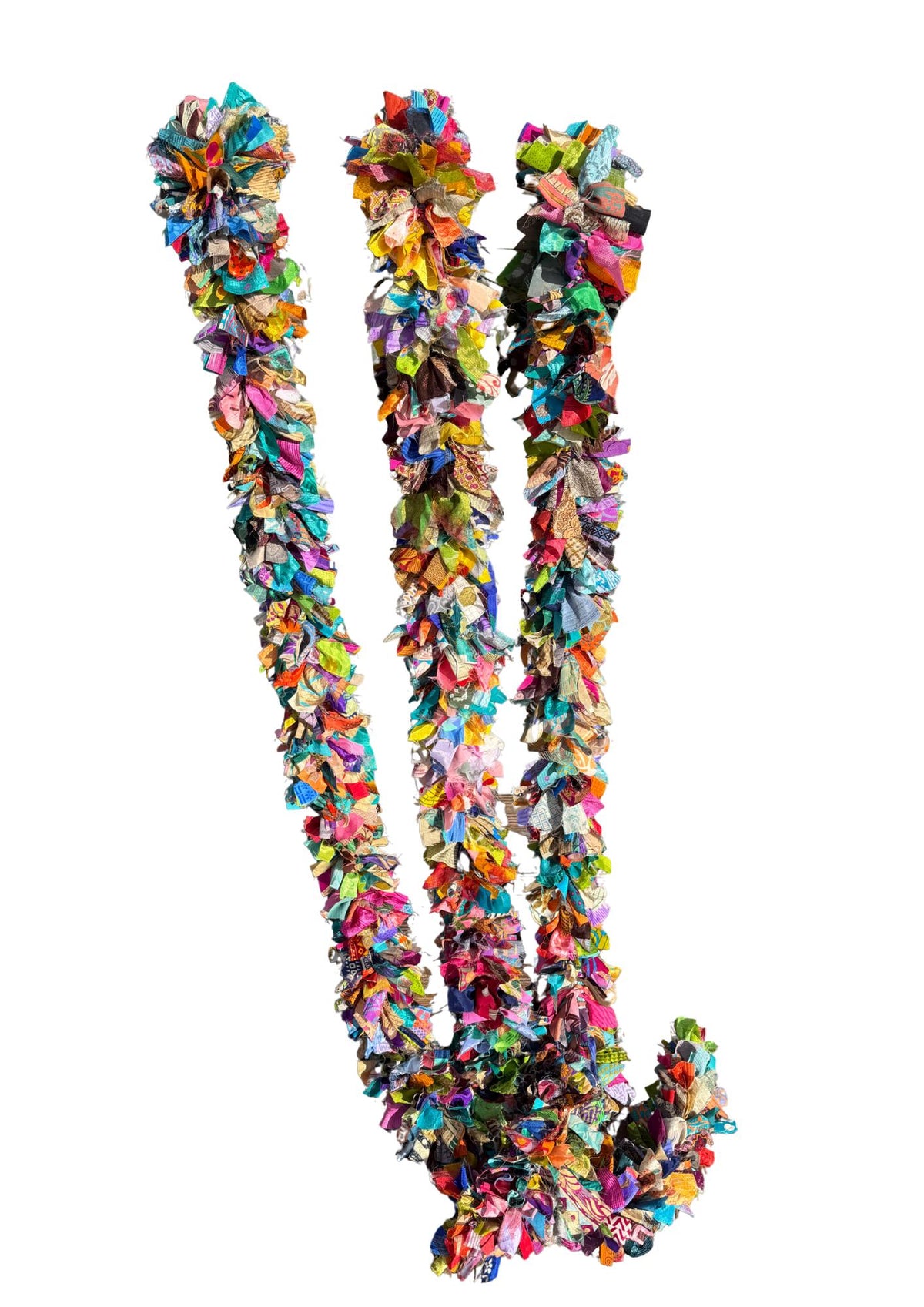 Eco friendly colourful tinsel! Ethical, sustainable and planet friendly. Handmade ethical Christmas decor. Long eco tinsel. Festive garland