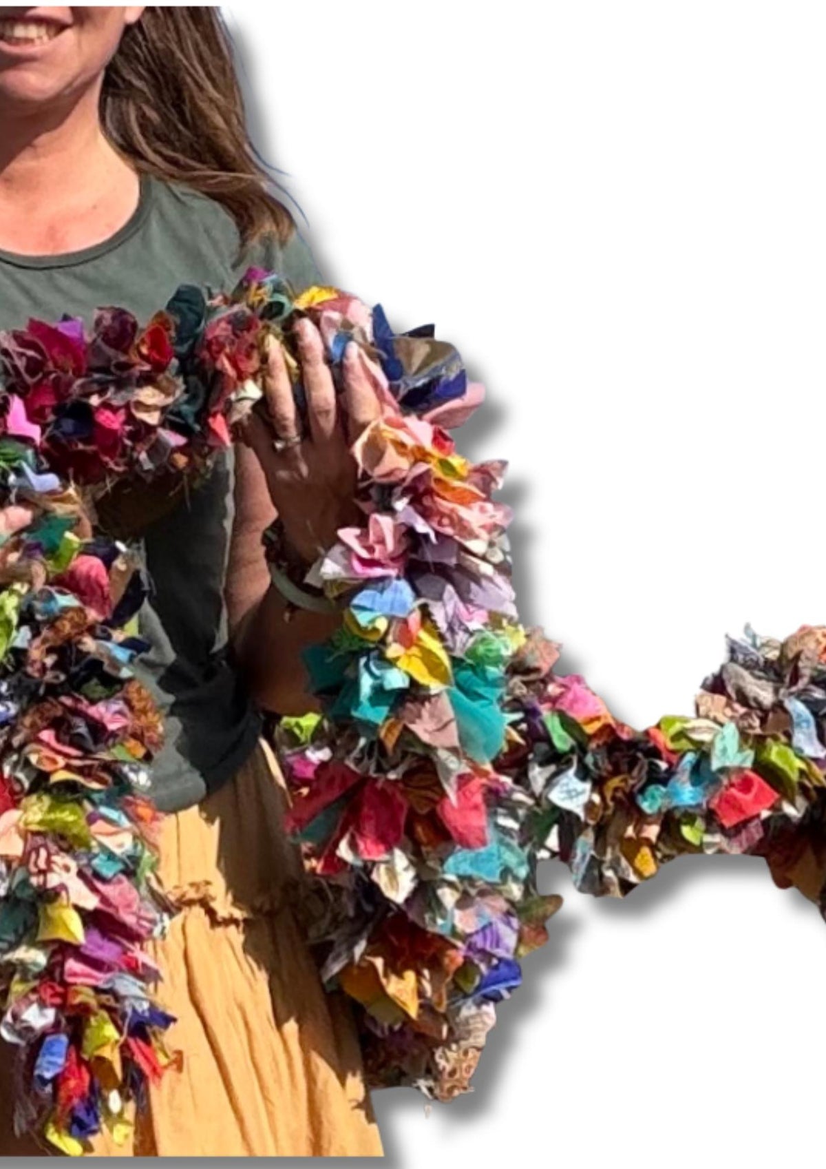Eco friendly colourful tinsel! Ethical, sustainable and planet friendly. Handmade ethical Christmas decor. Long eco tinsel. Festive garland