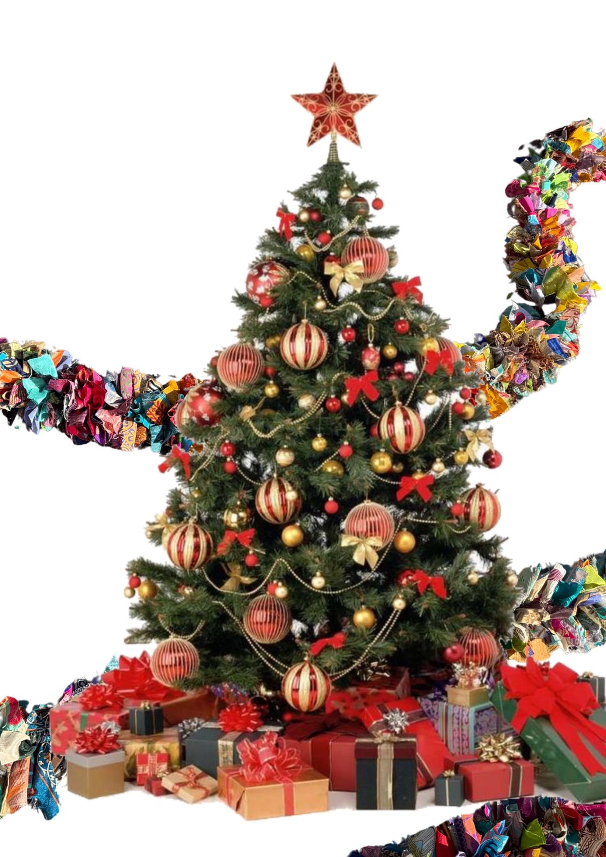 Eco friendly colourful tinsel! Ethical, sustainable and planet friendly. Handmade ethical Christmas decor. Long eco tinsel. Festive garland