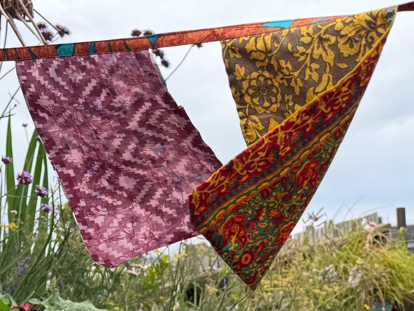 Eco friendly LARGE rectangular bunting flags. Recycled square flags. Perfect for parties, weddings, festivals or home decor. Bold party decs
