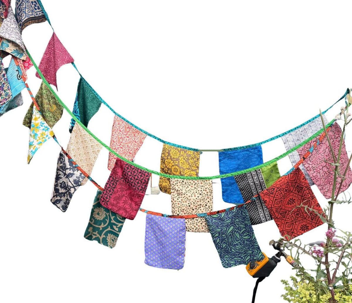 Eco friendly LARGE rectangular bunting flags. Recycled square flags. Perfect for parties, weddings, festivals or home decor. Bold party decs