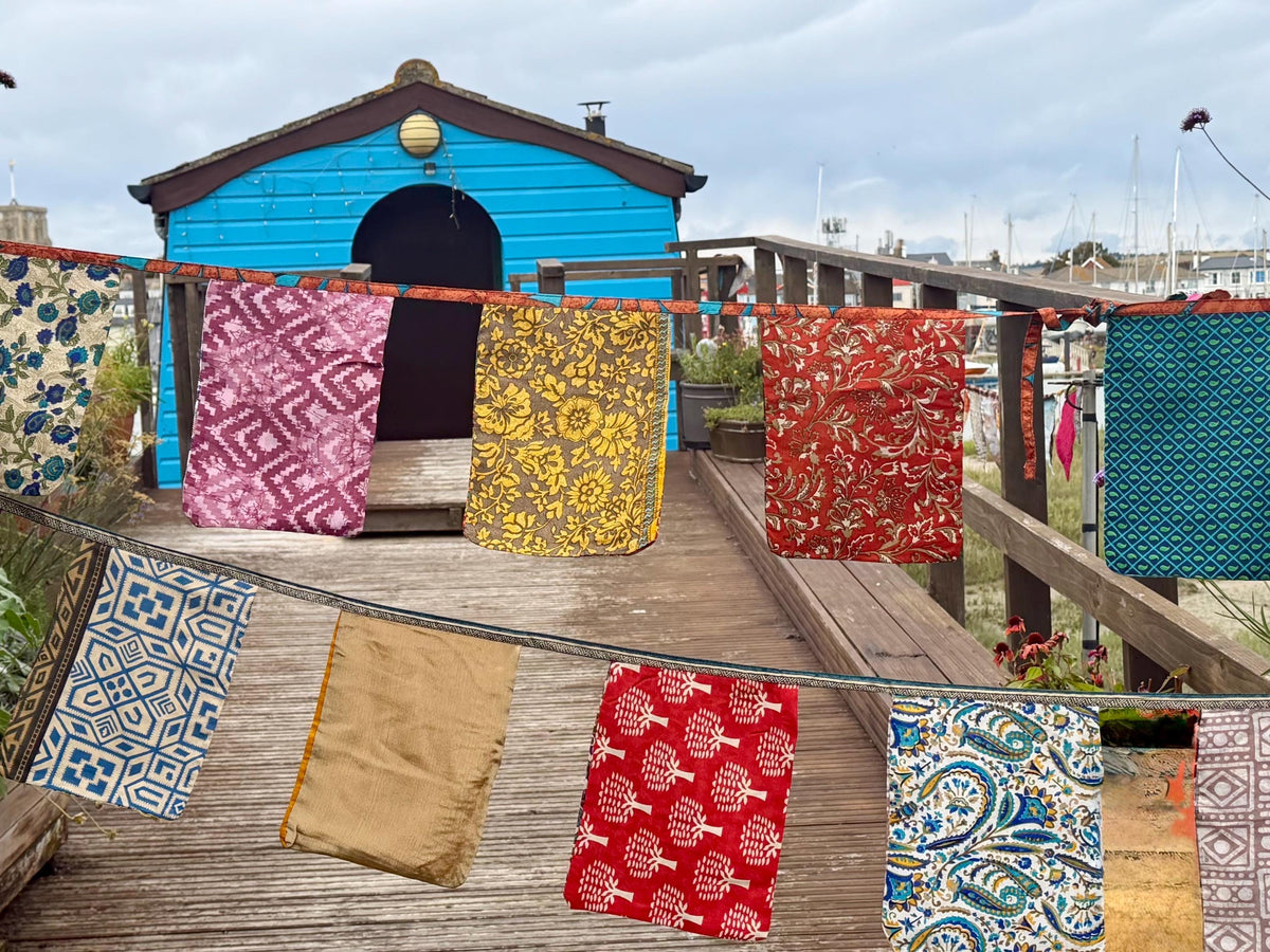 Eco friendly LARGE rectangular bunting flags. Recycled square flags. Perfect for parties, weddings, festivals or home decor. Bold party decs