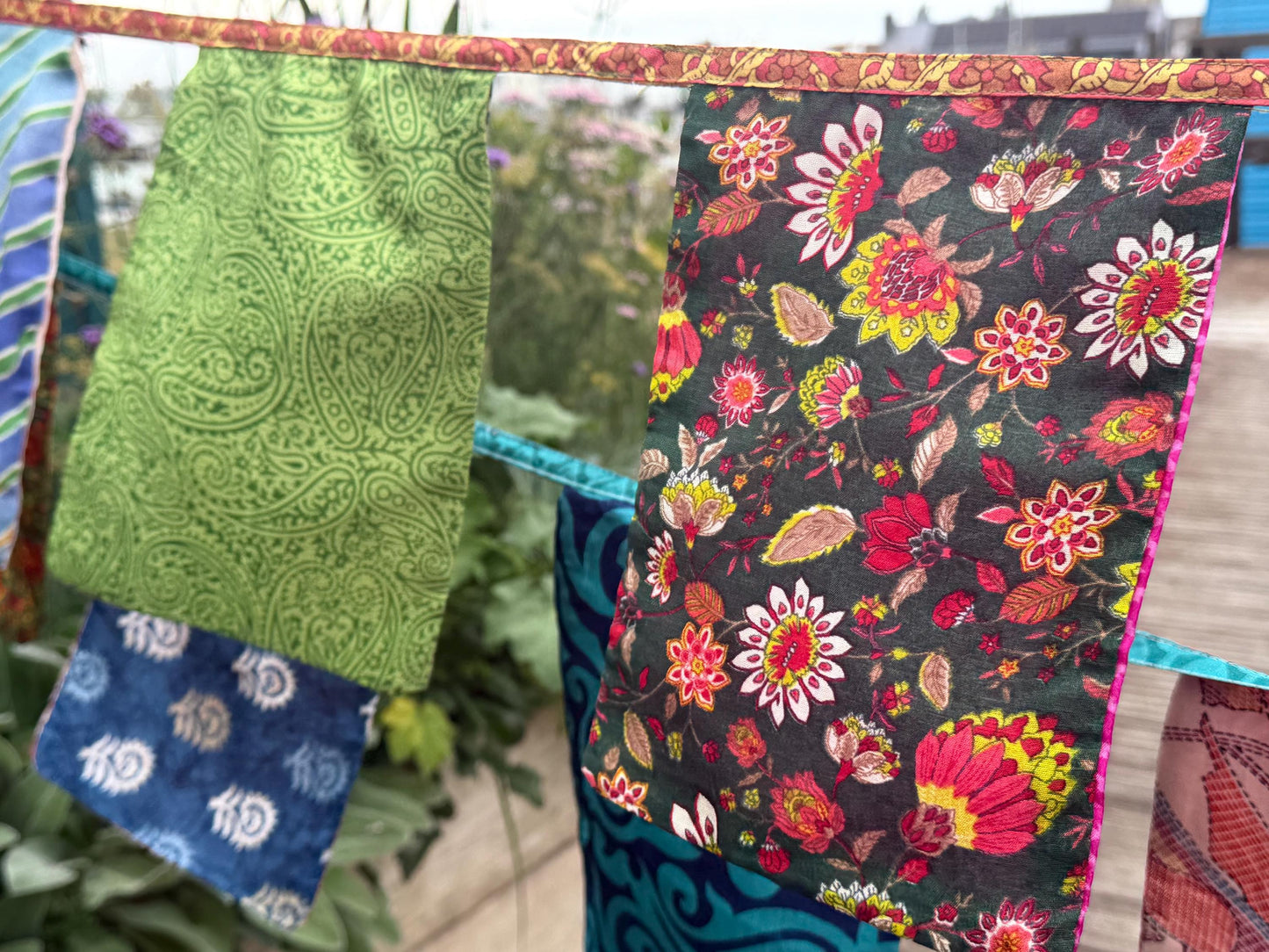 Eco friendly LARGE rectangular bunting flags. Recycled square flags. Perfect for parties, weddings, festivals or home decor. Bold party decs