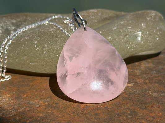 Ethically sourced rose quartz necklace, pink jewellery, romantic gift for her, unusual necklace, ethical jewellery, handmade necklace