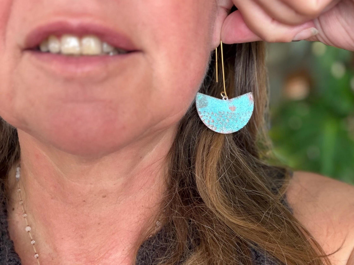 Handmade funky earrings. Large blue earrings, unusual earrings, unusual gift for her, statement earrings, unique blue jewellery