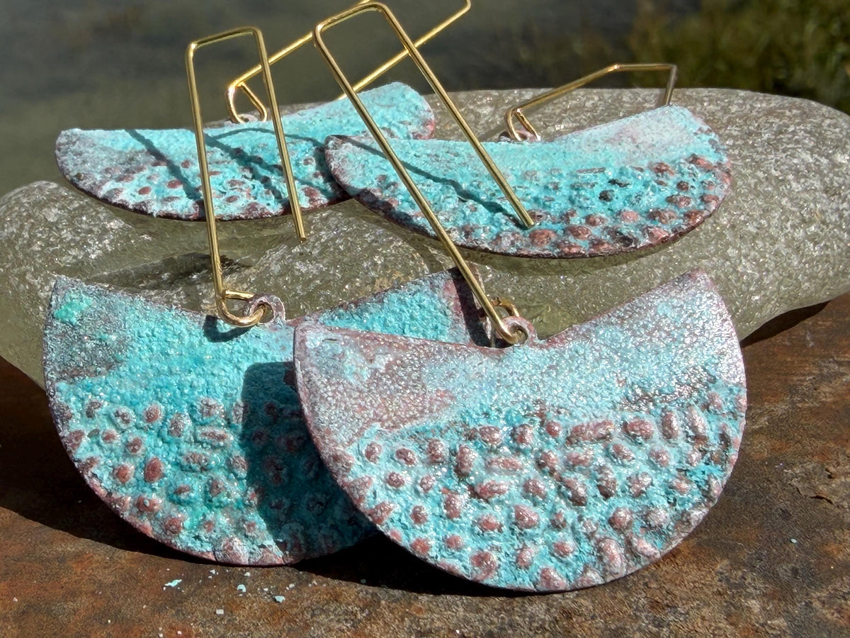 Handmade funky earrings. Large blue earrings, unusual earrings, unusual gift for her, statement earrings, unique blue jewellery