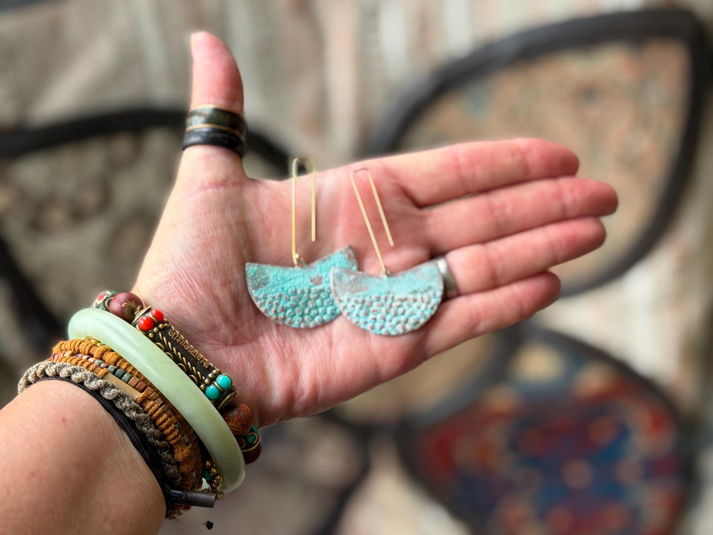 Handmade funky earrings. Large blue earrings, unusual earrings, unusual gift for her, statement earrings, unique blue jewellery