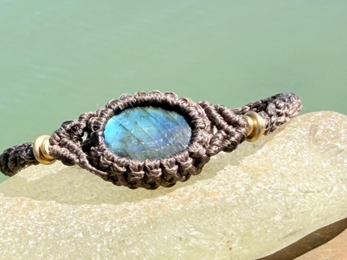 Stunning macrame wrapped peacock labradorite bracelet, ethical jewellery, unusual jewellery, macrame jewellery.  gemstone macrame bracelet.