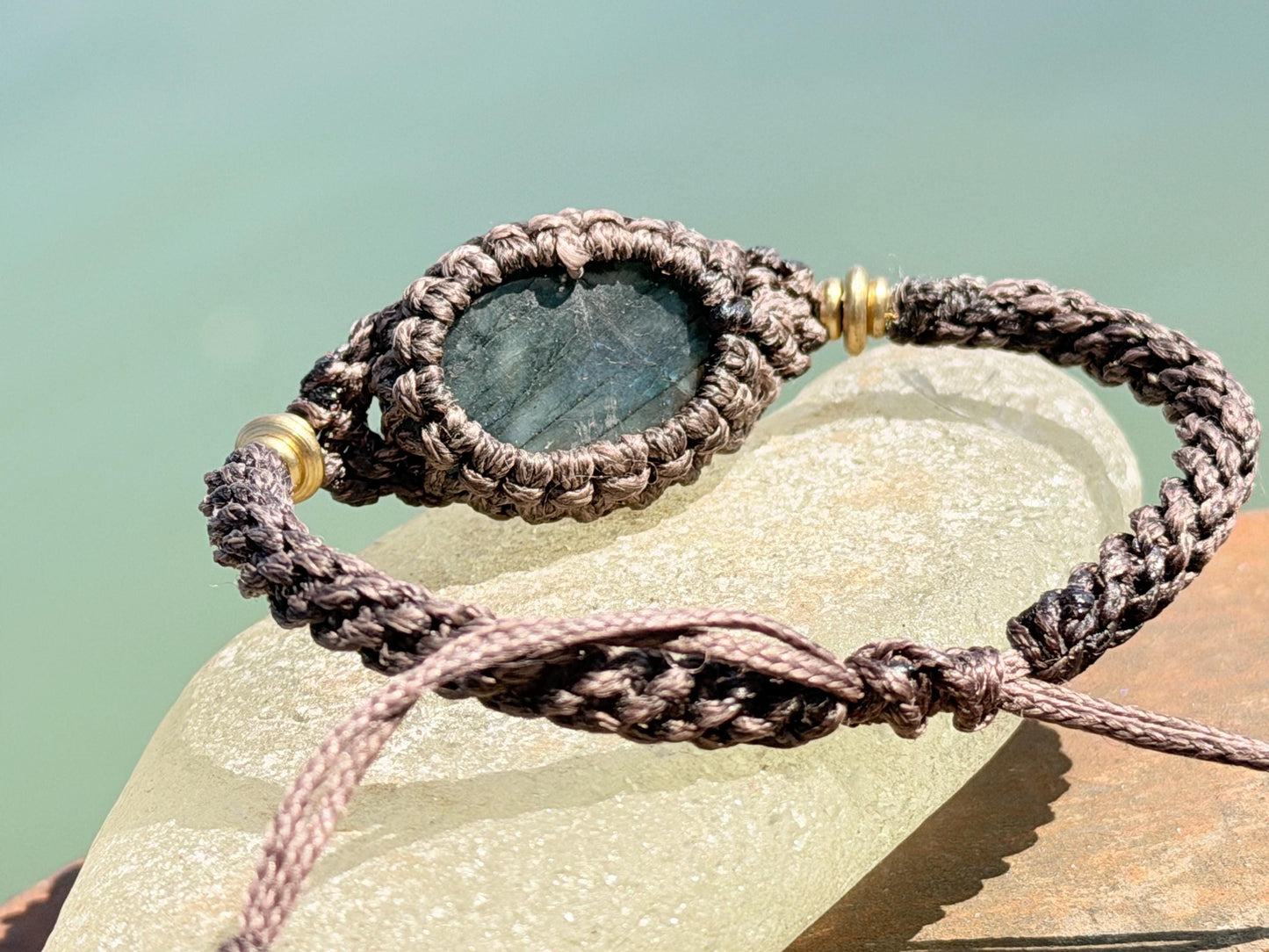 Stunning macrame wrapped peacock labradorite bracelet, ethical jewellery, unusual jewellery, macrame jewellery.  gemstone macrame bracelet.