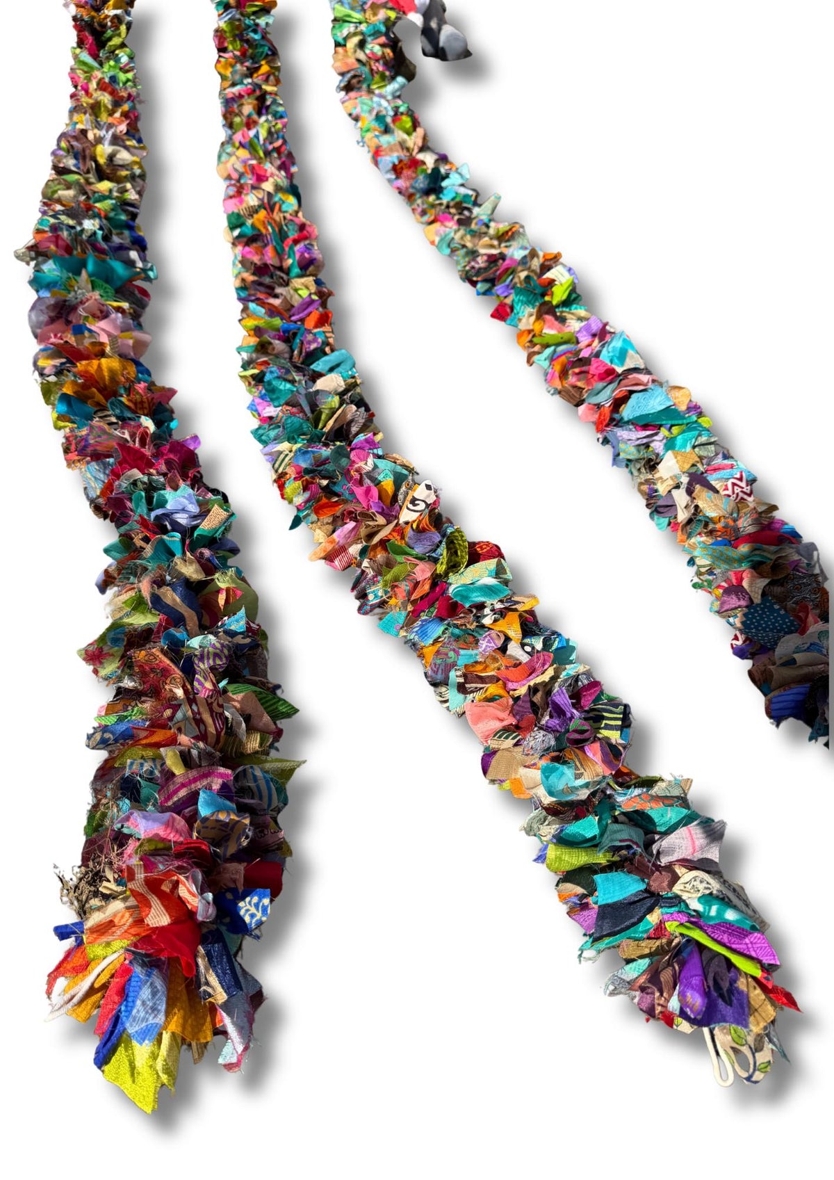 Eco friendly colourful tinsel! Ethical, sustainable and planet friendly. Handmade ethical Christmas decor. Long eco tinsel. Festive garland