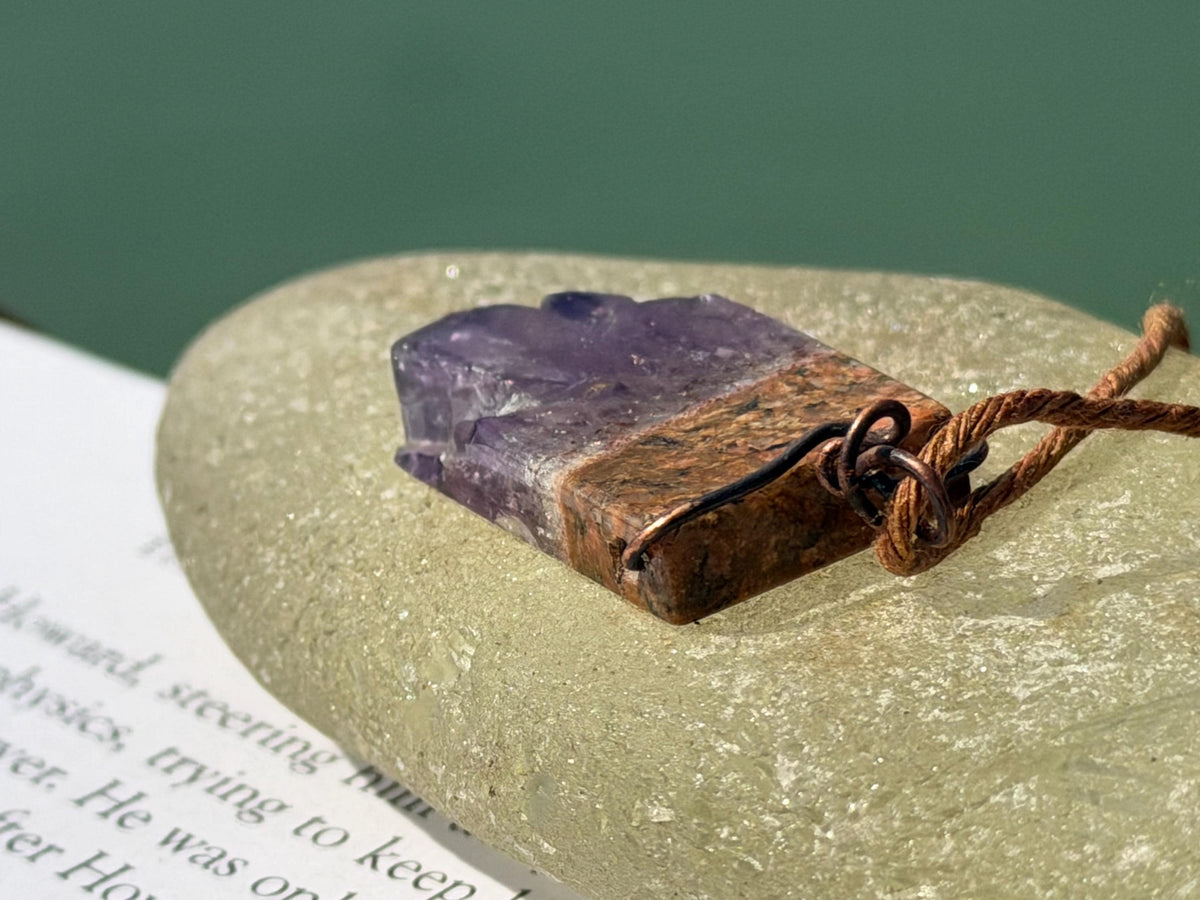 Amethyst pendant, amethyst necklace, amethyst jewellery, unusual gift for him, boho handmade necklace, romantic gift for her, boho pendant